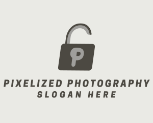 Gray Padlock Letter P logo design