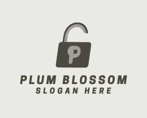 Gray Padlock Letter P logo design