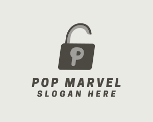 Gray Padlock Letter P logo design