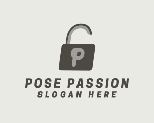 Gray Padlock Letter P logo design