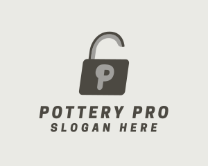 Gray Padlock Letter P logo design