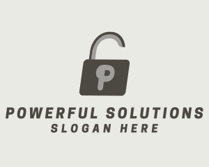 Gray Padlock Letter P logo design