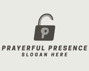 Gray Padlock Letter P logo design