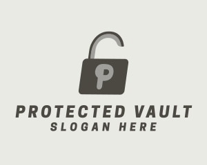 Gray Padlock Letter P logo design