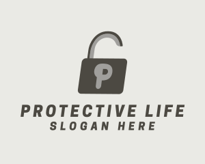 Gray Padlock Letter P logo design