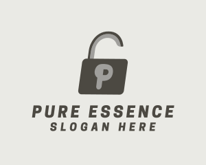 Gray Padlock Letter P logo design