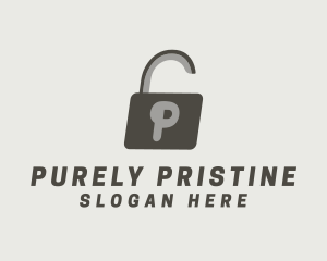 Gray Padlock Letter P logo design