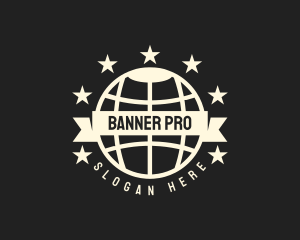 Global Star Banner Badge logo design