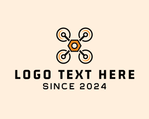 Quadcopter Drone Tech logo design