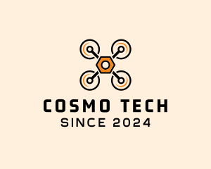 Quadcopter Drone Tech logo design