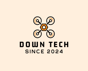 Quadcopter Drone Tech logo design