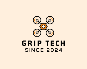 Quadcopter Drone Tech logo design