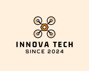 Quadcopter Drone Tech logo design