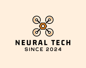 Quadcopter Drone Tech logo design