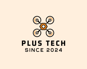 Quadcopter Drone Tech logo design