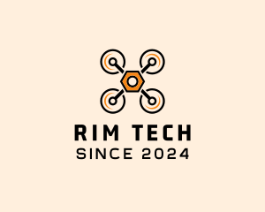 Quadcopter Drone Tech logo design