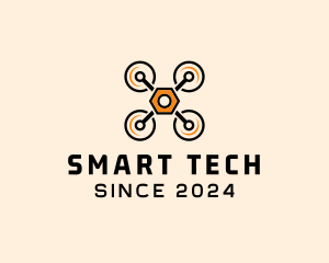 Quadcopter Drone Tech logo design