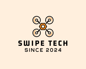 Quadcopter Drone Tech logo design