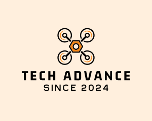 Quadcopter Drone Tech logo design