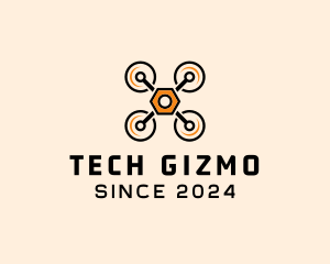 Quadcopter Drone Tech logo design