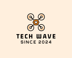 Quadcopter Drone Tech logo design