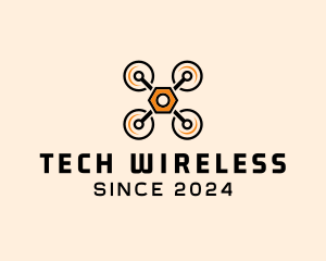 Quadcopter Drone Tech logo design