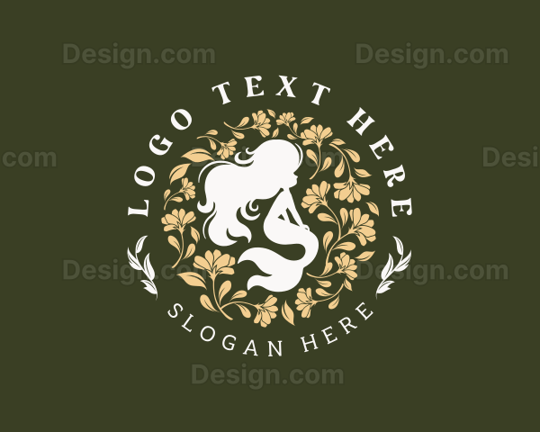 Elegant Floral Mermaid Logo