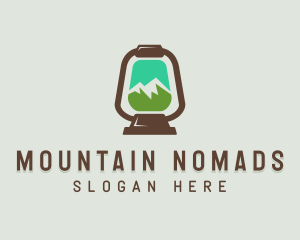 Mountain Trekking Lamp logo design