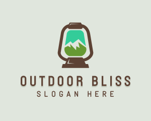 Mountain Trekking Lamp logo design