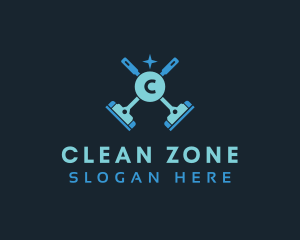 Mop Cleaning Wiper logo design