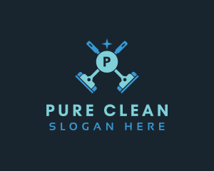 Mop Cleaning Wiper logo design