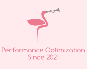 Flamingo Trumpet Player  logo design