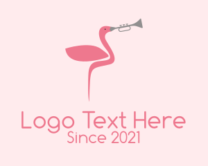 Trumpet - Flamingo Trumpet Player logo design