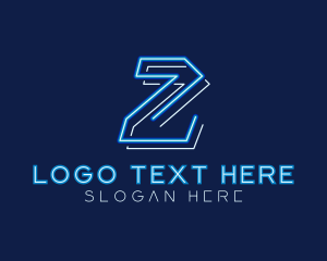 Neon Retro Gaming Letter Z logo