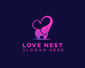 Zoo Elephant Love logo design