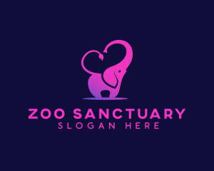 Zoo Elephant Love logo design