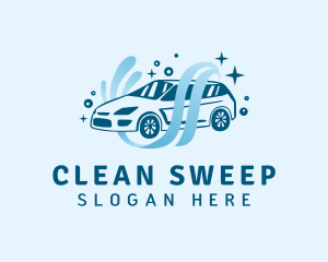 Sedan Car Wash Cleaning logo design