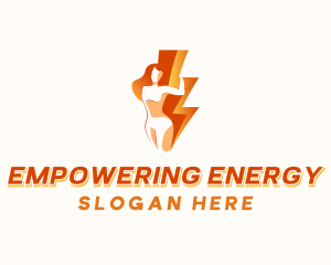 Woman Lightning Energy logo design