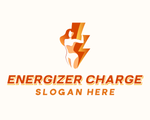 Woman Lightning Energy logo design