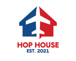 Blue Red Plane House logo design