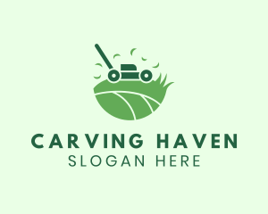 Lawn Mower Grass Yard logo design