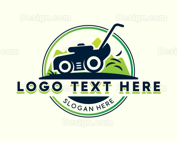 Garden Lawn Mower Landscaping Logo