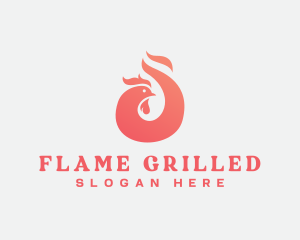 Grill Chicken Rooster logo design