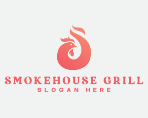 Grill Chicken Rooster logo design