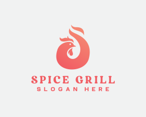 Grill Chicken Rooster logo design