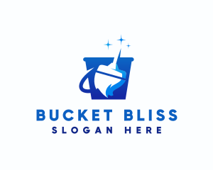 Bucket Mop Cleaning logo design