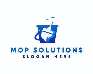 Bucket Mop Cleaning logo design