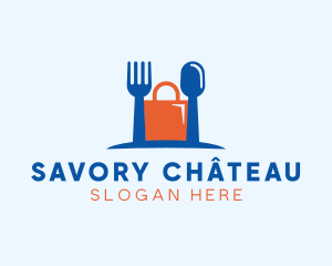 Fork Spoon Shopping Bag logo design