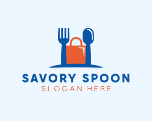 Fork Spoon Shopping Bag logo design