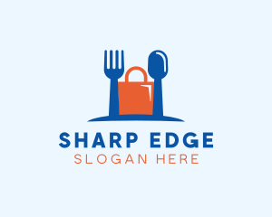 Fork Spoon Shopping Bag logo design